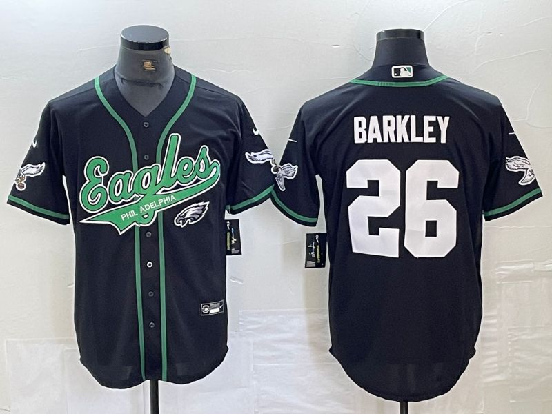 Men Philadelphia Eagles 26 Barkley Black 2024 Nike Co branded NFL Jersey style 11